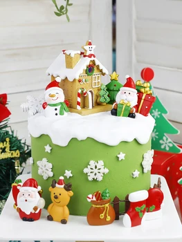 2021 Весел Коледен Торта Декорация Смола Дядо Коледа Подаръци За Детето, Сувенири, Печене На Cupcake Topper Прекрасен Снежен Човек Доставката