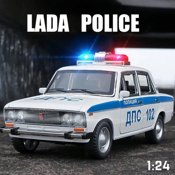 1:24 Руска ЛАДА Полицейска Модел на Колата От Сплав, Леене Под Налягане, Метални флип-надолу Музикална Светлинна Машина За Деца, Играчки За Кола, Безплатна Доставка