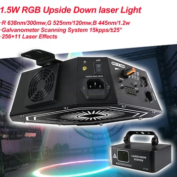 1,5 W Обърнат лазерен Светлинен Живописна Сканиращ Ефект Amimation Лазерен Проектор DMX RGB Пълноцветен Лампа За Резултатно DJ-шоу