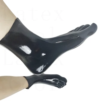 100% Латексова гума Гумените черни къси чорапи с пет пръста Размер S-XL 0,4 мм 0