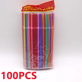100шт 21 см Цветни Пластмасови за Еднократна употреба Извити Сламки За Пиене Сватба Парти Бар Аксесоари За Напитки Рожден Ден множество соломинка 0