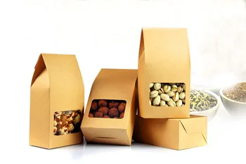 100шт крафт хартиени опаковки / кутии, Хартиени кафяви, стоят на прозореца за сватба / за Подарък / Бижута / Храни / шоколадови Бонбони за Съхранение на Опаковъчни Торбички