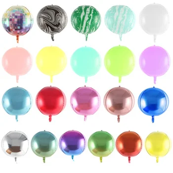 10ШТ 4D 22 инча Диско Злато Тестени изделия Кръгли Балони От Алуминиево Фолио Метални Бобо Балон на Балон Сватба, Рожден Ден Украса 0