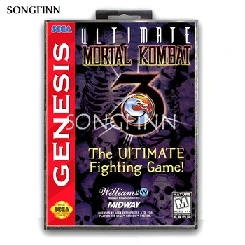 16-битова карта с памет MD с кутия за Sega Mega Drive за Genesis Megadrive - Ultimate Mortal Kombat 3 0