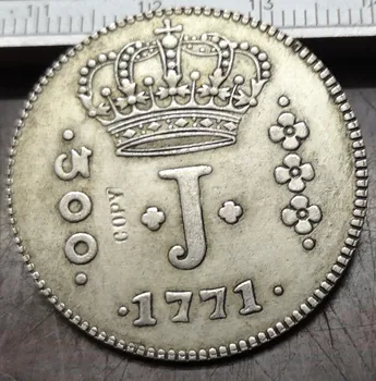 1771 Бразилия 300 Реала-Жозе I сребърно покритие Копирни монета