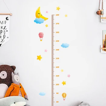 1БР Забавен Анимационен Животни Музика Растежа на Детето Височина на Линия Стикер за Стена За Детска Стая Спалня М Височина Етикети Декор на Стая