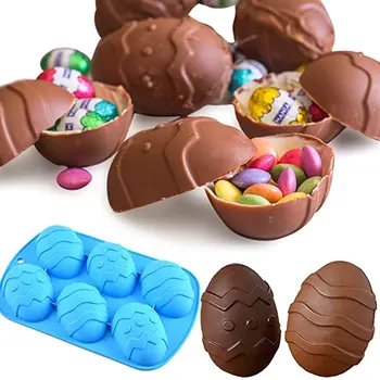 2 Цвят 6-решетчатая Черупки от Силиконовата Форма За Шоколад, една Голяма Форма За Великденски Яйца със Заек За какао-Бомби и Крехката черупка на Шоколад на Черупката