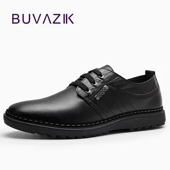 2017, нова модни мъжки обувки от естествена кожа, дантела, нескользящая ежедневни обувки на ток за мъже, размер 39-44, oxfords, мъжки ежедневни обувки 0
