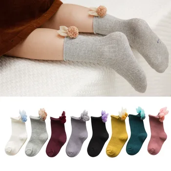 2020 Есенно-зимни Чорапи За малки момичета, Чорапи с аппликацией под формата на топчета, За Коса, Чорапи За Бебета, Сладки Бебешки Чорапи с Ярки Цветове, на Детски Дрехи