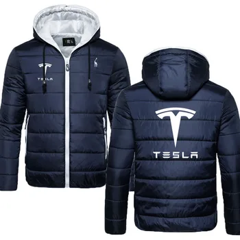 2021 мъжки дебели палта, зимни дрехи с логото на автомобил Tesla, водоустойчив Мъжки Парк, naka памучен топло мъжко яке с качулка, спортен топ
