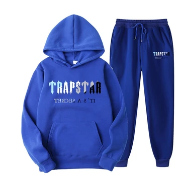 2022 Нова Марка TRAPSTAR Печатна Спортно Облекло за Мъже 16 Цвята Топъл Комплект от Две части на Свободна Hoody с Качулка + Панталони Комплект Hoody За Бягане