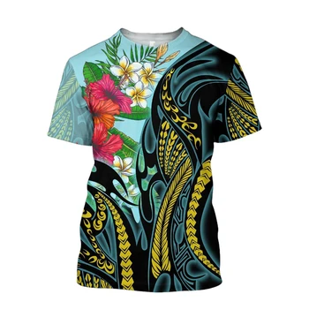 2022 Нова Тениска С 3D Принтом Мъжки Ежедневни Полинезийская Риза С Кръгло Деколте Свободно Намаляване на Harajuku Плюс Размер Плажен Топ