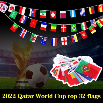 2022 Футболен Мач от 32 бр. Струнен Флаг на Страната Овесени ядки По Целия свят Нации Окачени Знамена Банер Футболно Събитие Гирлянди 0