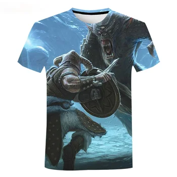 2023 Игра The Elder Scrolls V Skyrim Тениски с 3D Принтом За Мъже и Жени Лятна Мода Къс Ръкав Ежедневни Градинска Облекло Стръмни Върхове