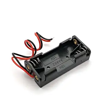 2x1,5v AAA Черна Пластмасова Пружина Батерия Калъф За Съхранение Кутия Държач на Батерията Пластмасов Контейнер С Черни и Червени Кабели 150 мм
