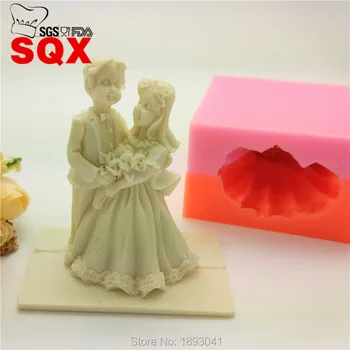 3D Булката и Младоженеца, сватбени бонбони бонбони смола, силикон обезщетения за готвене инструмент за направи си САМ украса на торта мухъл LH17