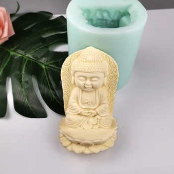 3D Китайската Форма на Буда Силиконова Форма за Торта Свещ Сапун Гипсова Смола Мухъл САМ Ароматерапия Декорация на дома Занаятчийски Инструменти