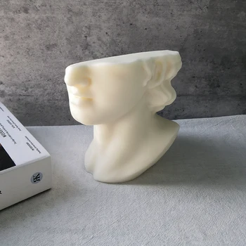 3D Половина на Лицето на Дейвид Главата Силиконова Свещ Мухъл Гуманоидная Гипсова Форма направи си САМ Декорация на дома