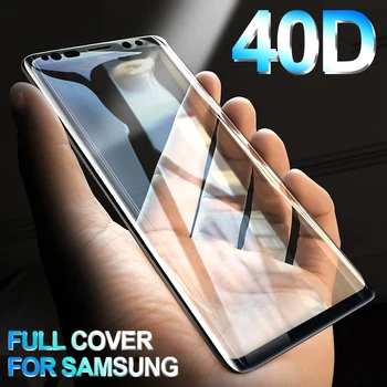 40D Напълно Изогнутое Закалено Стъкло за Samsung Galaxy S8 S9 Plus Note 8 9 Защитно фолио за екрана на S8 S9 S6 S7 Edge Защитно Фолио