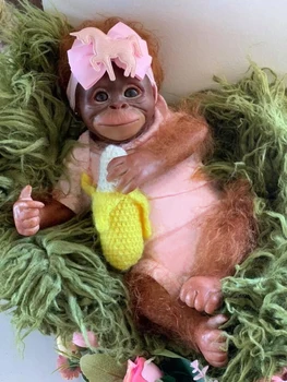 45 СМ Възстановената Обезьянка Детски Орангутани Реалистична Мека На Допир е Приятно Мека Кукла за Тялото Подбрани Художествени Подаръци за Възрастни 0