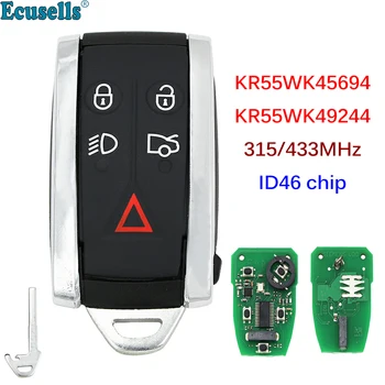 5 Бутона Умно Дистанционно ключ FSK 315/433 Mhz ID46 Чип за Jaguar XF XFR XK XKR XJ8 XK8 Авариен ключ KR55WK45694 KR55WK49244