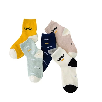 5 двойки/лот, детски чорапи, 2016 г., есенно-зимни памучни чорапи с мустаци, за малки деца, чорапи за момчета от 2 до 11 години