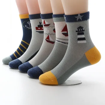 5 двойки/лот, детски чорапи, Новост 2019 година, пролетно-летни памучни дишащи мрежести чорапи за момчета и момичета, детски чорапи от 3 до 15 години