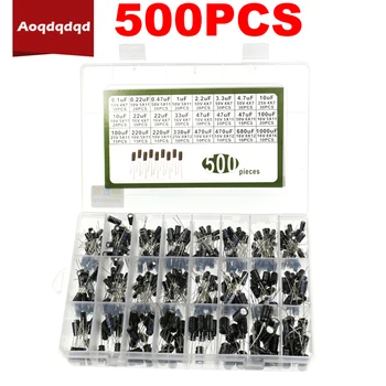 500 БРОЯ 24 Стойността на Електролитни Кондензатори Смесени SMD Електролитни Кондензатори 10 16 25 50 0,1 icf-1000 uf Електронен Комплект за Arduino
