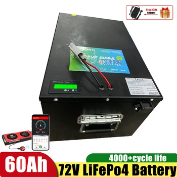 5000 W 72 Волта Lifepo4 Акумулаторна Батерия 50Ah 60Ah Литиева Желязна Батерия За Ebike, Скутер, Мотоциклет, Акумулаторни Батерии + 10A Зарядно Устройство