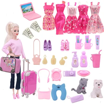 52 бр., облекло за кукли Барби, обувки, аксесоари за пътуване, подходящ за 11,5-инчов кукли Барби и кукли Bjd, детски играчки за момичета