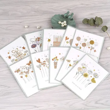 5шт подарък цвете поздравителни картички за детски рожден ден късмет благодарствени картички