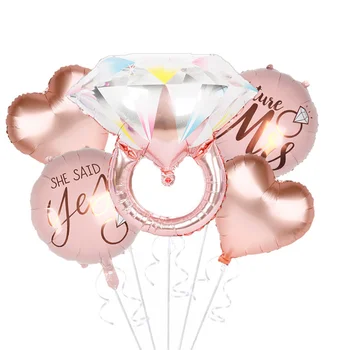 5шт сватбена диамантен пръстен балон набор от розов диамантен пръстен балон любовта балон сватба парти балон на едро
