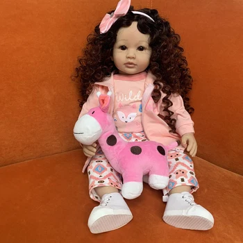 60 СМ Възстановената Момиче Кукла Реборн Мека Приятна материя За Телата на Реалистична 3D Боя за Кожа с Genesis Paint Art Кукла
