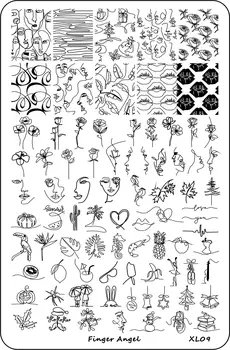 9,5X15 Абстрактни / женски / лицето плоча за релеф на ноктите, Рисуване, Шаблони за дизайн на ноктите, Шаблон, Инструменти за пробиване на ноктите, шаблони за етикети за нокти 0