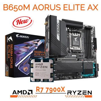 AMD Ryzen Комплект 7900X Процесор дънна Платка Gigabyte B650M AORUS ELITE AX AM5 Комбинирана дънната Платка на AMD B650 DDR5 M. 2 128 GB R9 7900X m-ATX 0