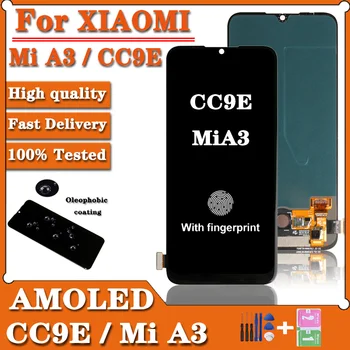 AMOLED За Xiaomi Mi A3 CC9E LCD дисплей със сензорен екран за Замяна с Рамка Дисплей За Mi A3 M1906F9SH M1906F9SI LCD дисплей в Събирането на