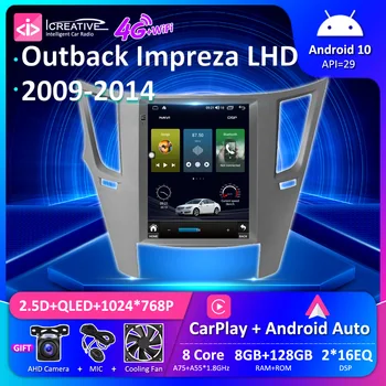 Android 10,0 CarPlay Автомагнитола За Subaru Outback, Impreza Legacy 2009-2014 LHD За Tesla Style Без 2 din DVD HU QLED 8 + 128 г 7862 0