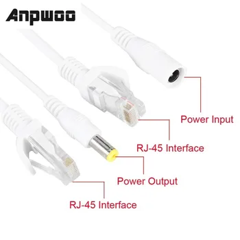 ANPWOO POE Кабел-адаптер rj-45 Кабел за Захранване През Ethernet Адаптер Инжекторный Сплитер DC 12 В 1 Чифт за IP Камери