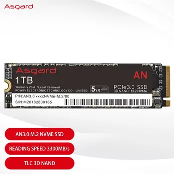 Asgard PCIe3.0 X4 SSD M. 2 NVMe 512 GB 1 Т AN3.0 серия 3000 MB/vs/vs, Вътрешен Твърд диск m2 2280 за вашия Десктоп на лаптопа