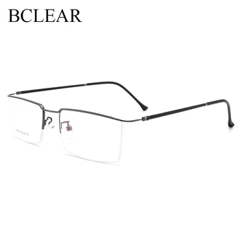 BCLEAR Титан Сплав Тънки Рамки За Очила Мъжки Свръхлеки Квадратни Очила За Късогледство Рецепта Метални Оптични Очила Без Рамки