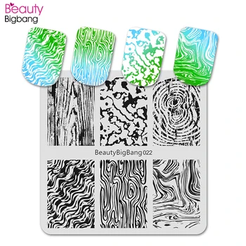 Beautybigbang Набор от Пластини За Печат Дърво Пръстен Цвете Изображение 6 см Квадратен Ретро Дизайн Нокти От Неръждаема Стомана Шаблон За Релеф 001-034 0