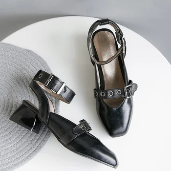 BLXQPYT/ елегантен модерен дамски обувки; обувки с каишка отзад на среден ток; обувки-лодка на платформа-обувки за сватбени партита; zapatos de mujer; Големи размери 32-48 76-3 0