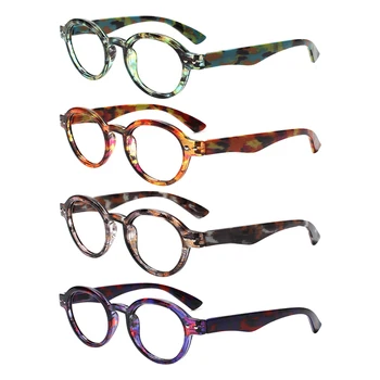 Boncamor Очила За четене За Мъже и Жени с Ретро Кръгла Дограма Пружинен Шарнир HD Оптични Очила За Рецепта с Диоптриями 0+2.0+5.0+6.0