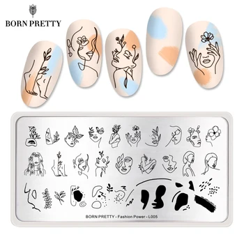 BORN PRETTY Плоча За Релеф Нокти Портрет Цвете Дизайн Нокти Дъска Модел на Стоманени Геометричен Шаблон За Печат на Мода Power-L005 0