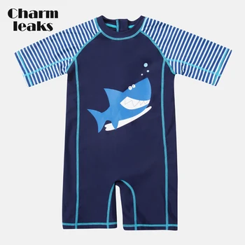 Charmleaks едно Парче бански за малки момчета с Шарени Риби, Рашгард, Детски Бански костюм с Къс Ръкав, Защита От Акне, UPF 50 +, скъпа плажно облекло