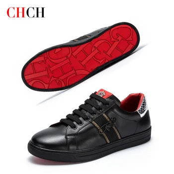 CHCH/ Нова Мода Мъжки Ежедневни Обувки; Мъжки черно-бяло Мъжки Обувки От PVC, телешка кожа с Надпис; Мека Класическа Удобна