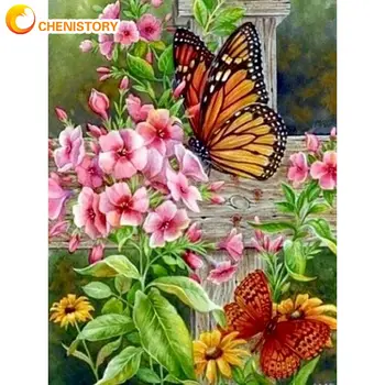 CHENISTORY Модерна 5D Диамантена Снимка на Селски Пеперуда и Цвете Мозайка Diamond Изкуство, Начало Декор Бродерия на кръстат бод 0