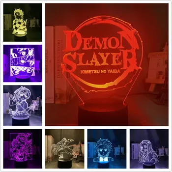 Demon Slayer 3D Аниме Led нощна светлина Визуално Лого Tanjirou Nezuko Zenitsu Настолна Настолна Лампа Kimetsu No Yaibad Home Decor Лампара 0