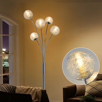 Depuley Модерен Глобус Led Лампи с 5 Светлини Висок Стълб, Дърво Осветление за Всекидневната Спални Средата на Века Лампа G9