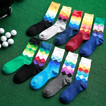 DOIAESKV Плюс Размер Унисекс Ежедневни Цветни Щастливи Чорапи Дамски Забавни Памучни Чорапи, Топли Каре Забавни Чорапи в Британския Стил EU 39-46